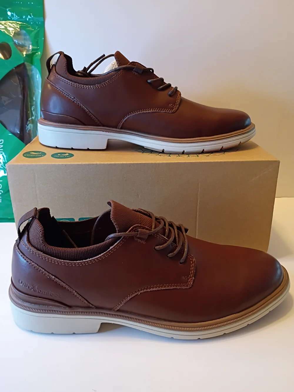 Men’s Brown Leather Derby Shoes with Cushioned Casual Sole